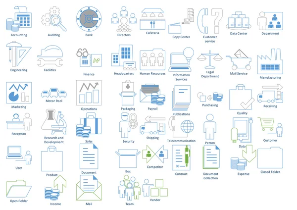 Ensemble d'icônes modernes de gestion d'entreprise et d'affaires. schéma symbole collection pack. Concept de logo vectoriel AVC, graphiques web. illustration vectorielle — Image vectorielle