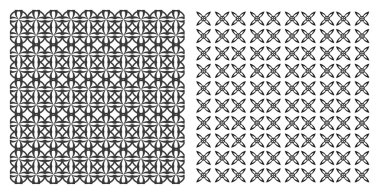farklı vektör Dikişsiz desen. Sonsuz doku duvar kağıdı, desen dolgularını, web sayfası arka planı, yüzey dokuları için kullanılabilir. Tek renkli geometrik süsler kümesi.