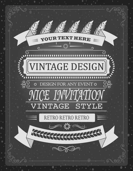 Vintage vector invitation or info template, board design elements for print or any case — стоковый вектор