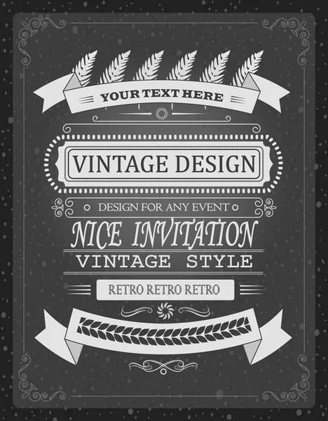 Invitación de vector vintage o plantilla de información, elementos de diseño de tablero para imprimir o cualquier caso — Vector de stock