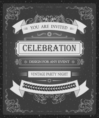 vintage vector beautiful invitation card template with elegant hand-drawing vector frames clipart