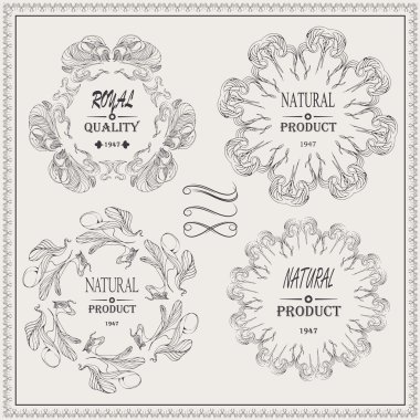 zarif vektör çerçeveler doğal ürün royal kalite etiketi