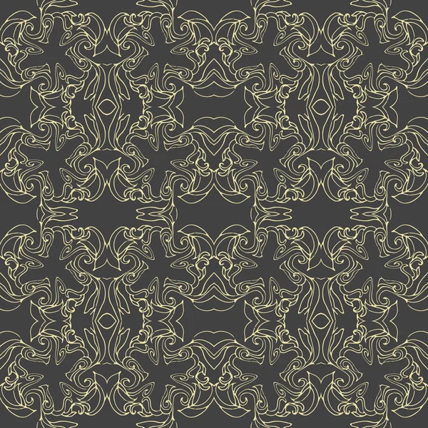 Vector seamless elegant patterns on black background — Stock Vector