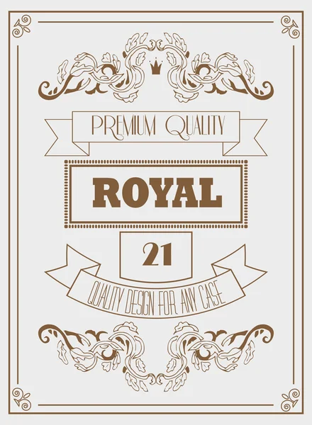 Modèle royal design vintage avec signature, couronne et cadres élégants — Image vectorielle