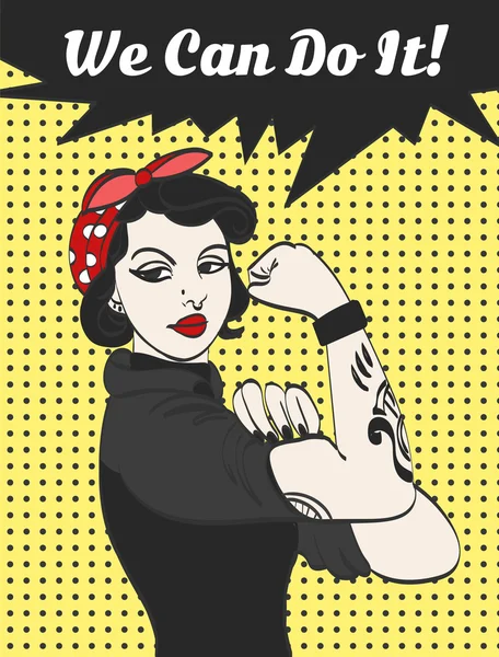 Wektor subkultury punk gothic kobieta z podpisem możemy to zrobić — Wektor stockowy