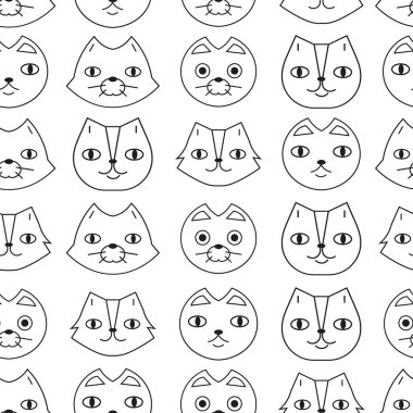 Sevimli kediler lineart Dikişsiz desen arka plan yenilikçi tasarım
