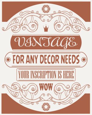 Serin vektör vintage şablon tasarım, davet ve diğer durumlarda zarif çerçeve ile