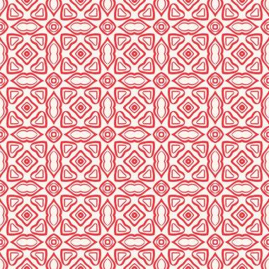 vektör kırmızı pembe soyut damasko Dikişsiz desen beyaz arka plan üzerinde