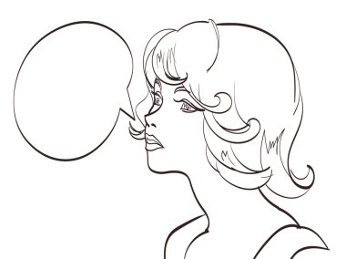 güzel çizilmiş Pop Art kadın. Vektör çizim. izole eps 10