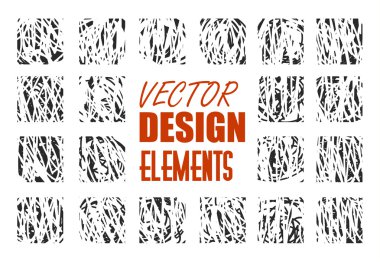 El dokular ve fırçalar çekilmiş. Sanatsal tasarım öğeleri koleksiyonu. İzole vektör