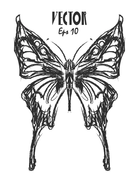 Mariposa carbón boceto vector eps 10 — Archivo Imágenes Vectoriales