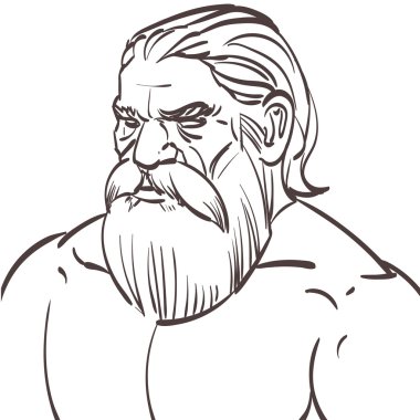 Vektör el kasları ile yaşlı sakallı bir adam portresi çizilir. Vektör eps 10