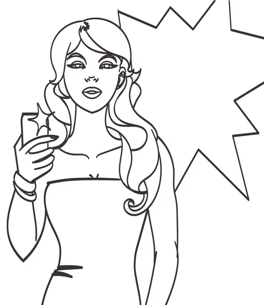 Vector pop art girl haciendo selfie. Hermoso dibujo vectorial, eps aislados 10 — Vector de stock