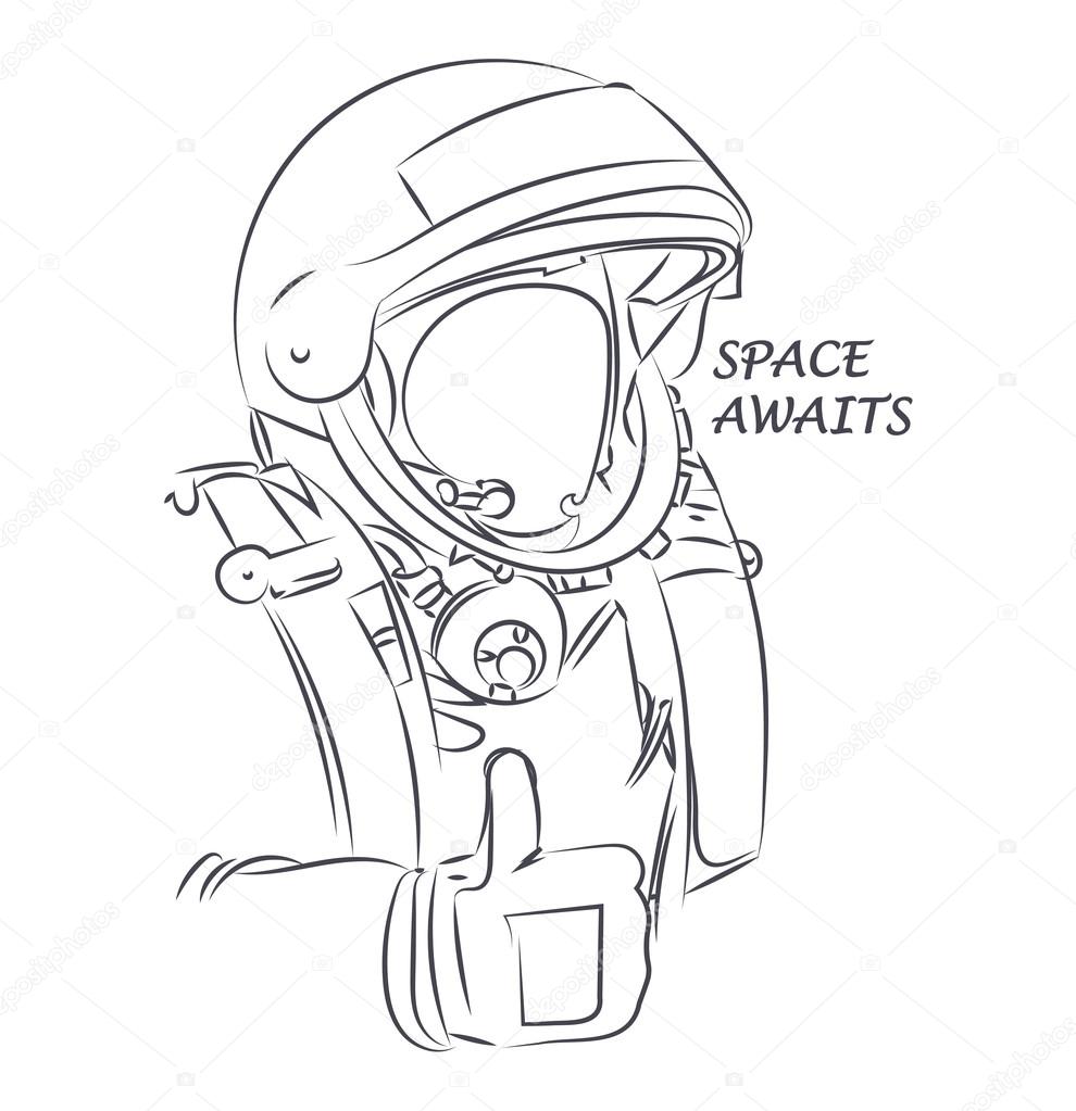Astronaut gesture okay. Eps10 vector illustration . Isolated on white background