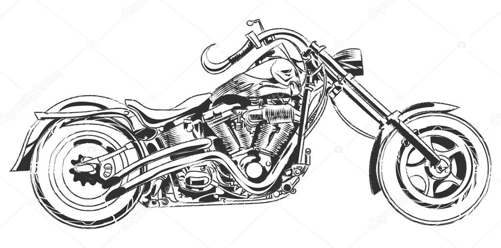 Vector bikers. Hand drawing vector motorcycle with bike elements.