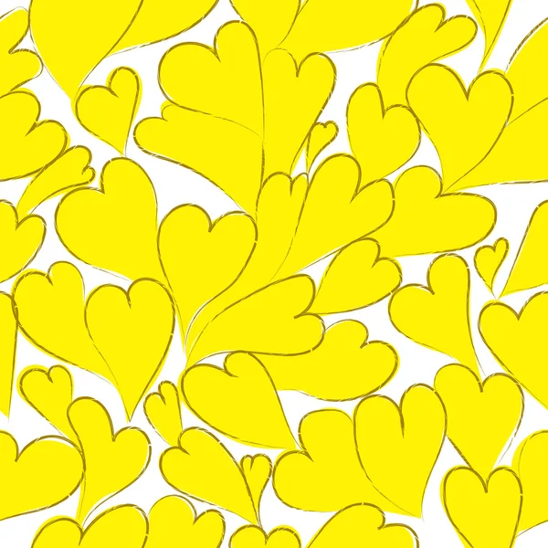 Жовтий колір серця вектор безшовний фон — стоковий вектор