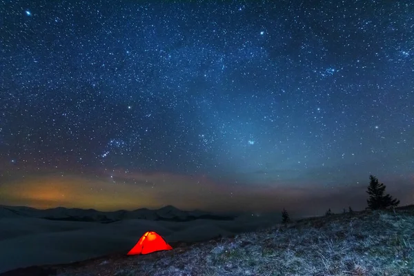 Espacio Noches Estrelladas Con Una Brillante Vía Láctea Telón Fondo — Foto de Stock
