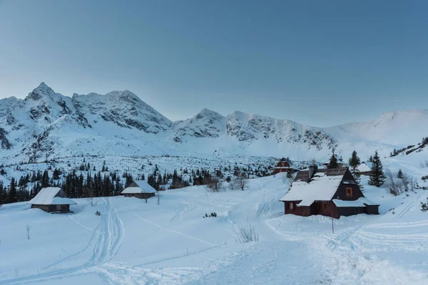 Prachtige Winter Uitzicht Hoge Tatra Gebergte Met Toeristen Skiërs Geweldige — Stockfoto