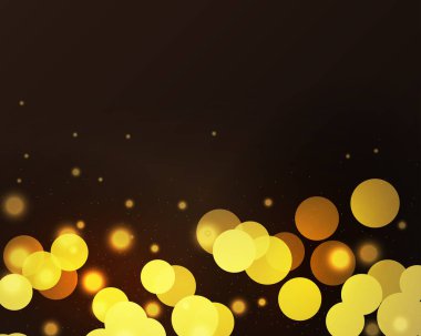 Altın bokeh karanlık lüks arka planı aydınlatıyor