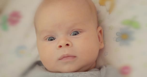 Baby in bed close up — Stock Video