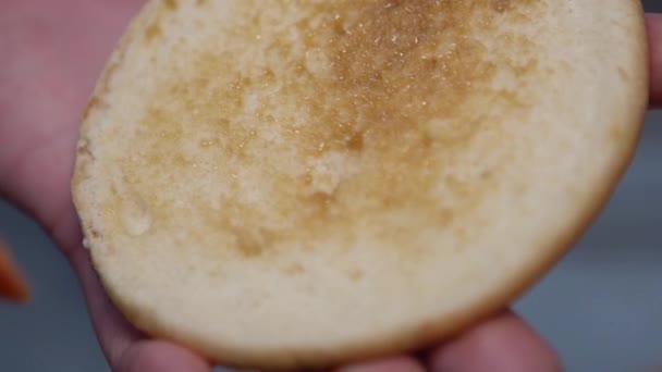 史料をカバー ハンバーガーのパン — ストック動画