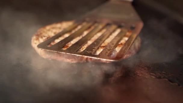 Barbecue scène met Hamburger — Stockvideo