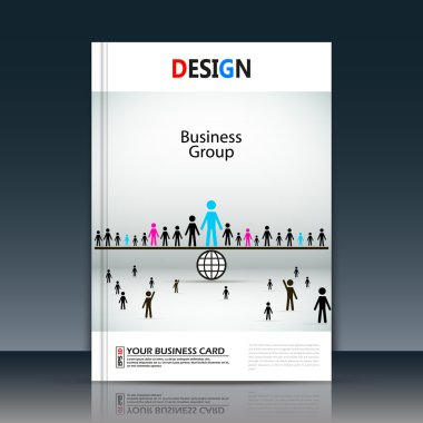 Abstract composition, white a4 brochure title sheet, manage human resources, HR organization chart, global people communication, international market, leadership, head, director, EPS 10 illustration