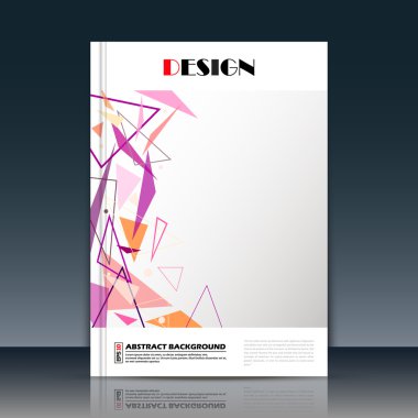 Abstract composition, a4 brochure title sheet, triangle link construction, purple flying parts icon, text frame surface, creative figure, logo sign, firm banner form, flier fashion, EPS10 illustration