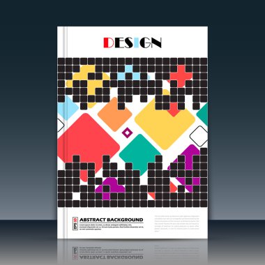 Soyut kompozisyon, a4 broşür başlık sayfası, kara kutu blok inşaat, koyu kare parça simgesi, metin çerçevesi yüzeyi, yaratıcı rakam, logo işareti, firma afiş formu, el ilanı moda, Eps10 illüstrasyon