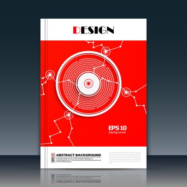 Soyut kompozisyon, metin çerçevesi yüzeyi, kırmızı a4 broşür başlık sayfası, yaratıcı rakam, logo işareti inşaat, firma afiş formu, kozmik yuvarlak simge, daire görüntü, el ilanı moda, Eps10 illüstrasyon