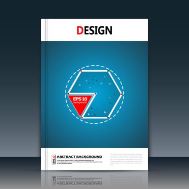 Soyut kompozisyon, altıgen simgesi, noktalı çizgiler inşaat, metin çerçeve yüzeyi, mavi a4 broşür başlık sayfası, yaratıcı kırmızı rakam, logo işareti, firma afiş formu, el ilanı moda, Eps10 illüstrasyon