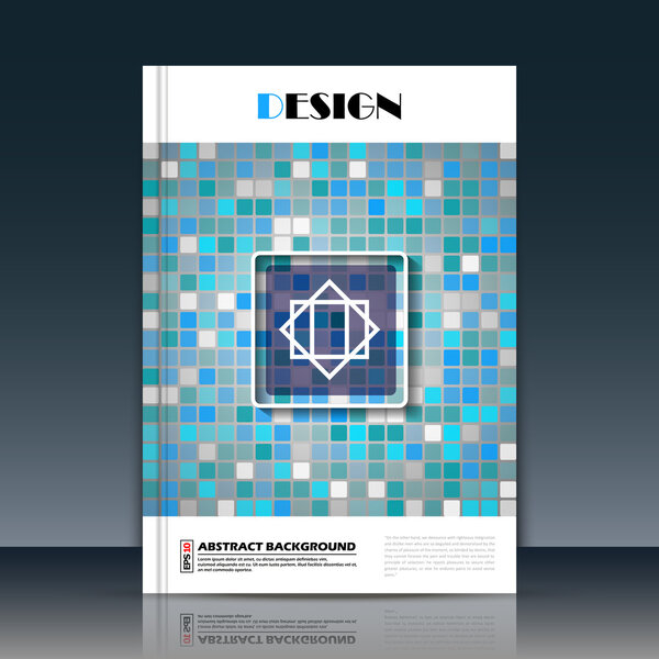 Abstract composition, square text frame surface, blue, silver a4 brochure title sheet, creative figure logo sign, trademark crest, firm name emblem, slug banner form, flier fashion, EPS10 illustration