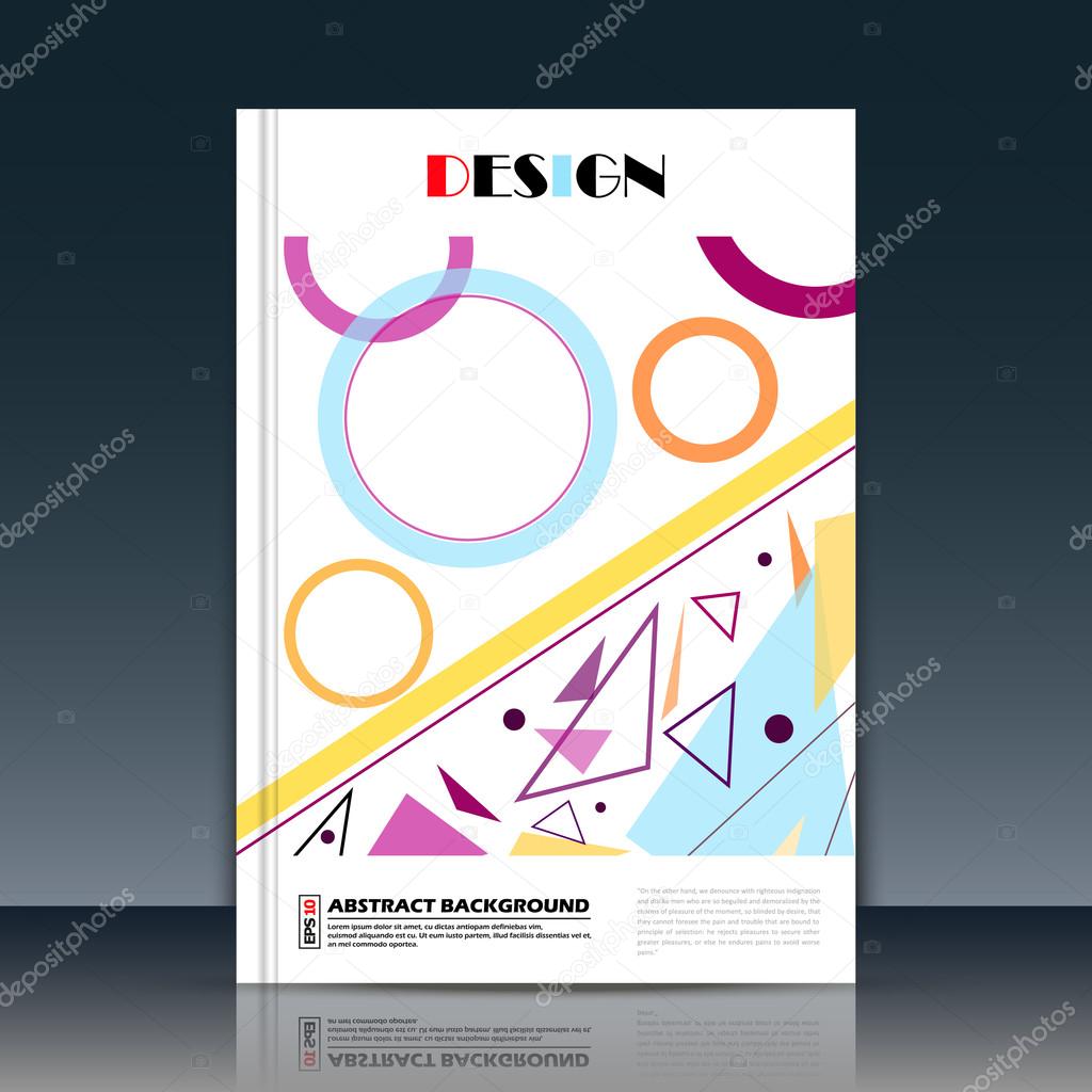 Abstract composition, a4 brochure title sheet, triangle, circle, line construction, ring part icon, text frame surface, creative figure, logo sign, firm banner form, flier fashion, EPS10 illustration
