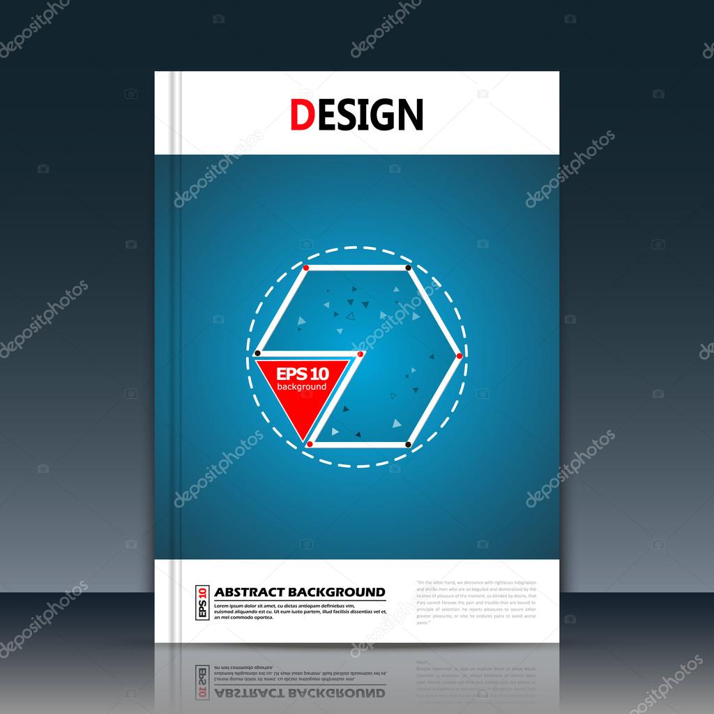 Abstract composition, hexagon icon, dotted lines construction, text frame surface, blue a4 brochure title sheet, creative red figure, logo sign, firm banner form, flier fashion, EPS10 illustration
