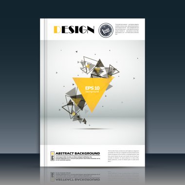 Abstract composition, yellow, black triangle part construction, text frame surface, white a4 brochure title sheet, creative figure icon, logo sign, firm banner form, flier fashion, EPS10 illustration