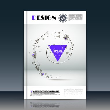 Soyut kompozisyon, mavi üçgen parça yapımı, kule metin çerçeve yüzeyi, beyaz a4 broşür başlık sayfası, yaratıcı figür simgesi, logo işareti, firma afiş formu, el ilanı moda, Eps10 illüstrasyon