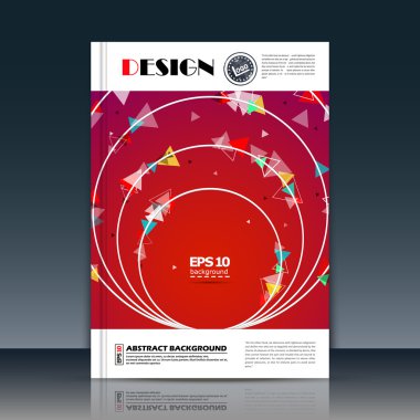 Soyut kompozisyon, kırmızı daire kule, üçgen parça yapımı, yuvarlak metin çerçevesi, a4 broşür başlık sayfası, yaratıcı figür simgesi, logo işareti, firma afiş formu, el ilanı moda yazı tipi, Eps10 illüstrasyon