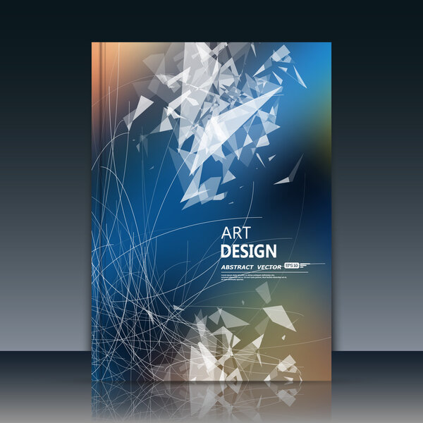 Абстрактная композиция, текстура шрифта треугольника, белая прозрачная часть конструкции, синяя брошюра формата a4, иконка креативной фигуры, поверхность логотипа, фирменная форма баннера, футуристическое волокно флаера, EPS10
