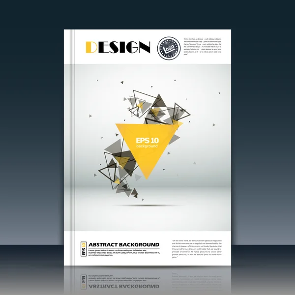Abstract composition, yellow, black triangle part construction, text frame surface, white a4 brochure title sheet, creative figure icon, logo sign, firm banner form, flier fashion, EPS10 illustration Stock Illustration