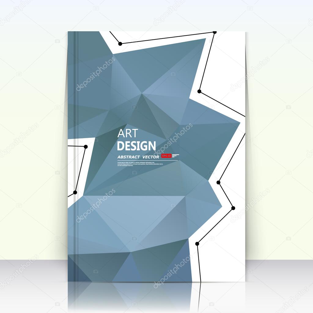 Abstract composition, blue polygonal triangle part construction, text frame surface, white a4 brochure title sheet, creative figure icon, logo sign, firm banner form, flier fashion, EPS10 illustration