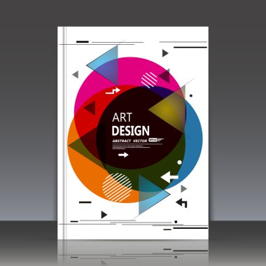 Abstract composition, text frame surface, white a4 brochure title sheet, creative figure, round logo sign construction, firm banner form, blue pink, orange circle icon, flyer fiber, EPS10 illustration