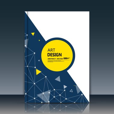 Abstract composition, circle text frame surface, white, black a4 brochure title sheet, creative font figure, logo sign construction, banner form, yellow round icon, triangle plexus flyer fiber, EPS10