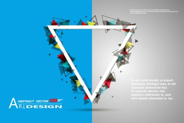 Soyut kompozisyon, metin çerçevesi yüzey, beyaz, mavi başlık sayfası, a4 broşür sorunu, yaratıcı rakam, üçgen kontur simgesi, logo inşaat, afiş formu doku, el ilanı fiber, Eps10 fon