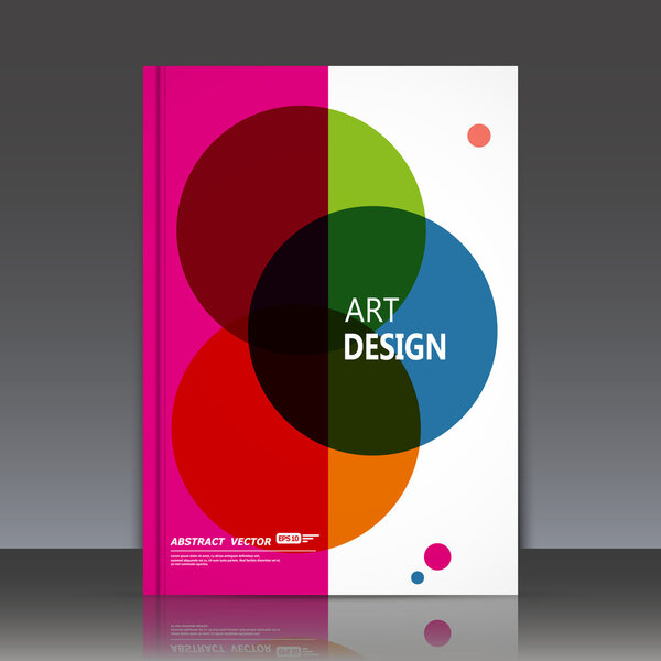 Abstract composition, text frame surface, white, pink a4 brochure title sheet, creative font figure, logo sign construction, firm banner form, blue round icon, green, orange circle, flyer fiber, EPS10
