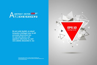 Abstract composition, text frame surface, white, blue title sheet, a4 brochure issue, creative figure, red triangle contour icon, logo construction, banner form texture, flyer fiber, EPS10 backdrop