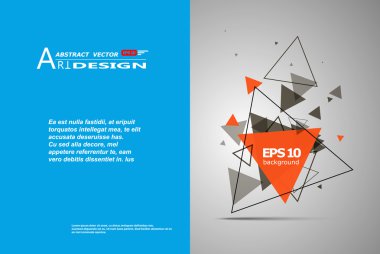 Soyut kompozisyon, metin çerçevesi yüzey, beyaz, mavi başlık sayfası, a4 broşür sorunu, yaratıcı rakam, turuncu üçgen kontur simgesi, logo inşaat, afiş formu doku, el ilanı fiber, Eps10 fon