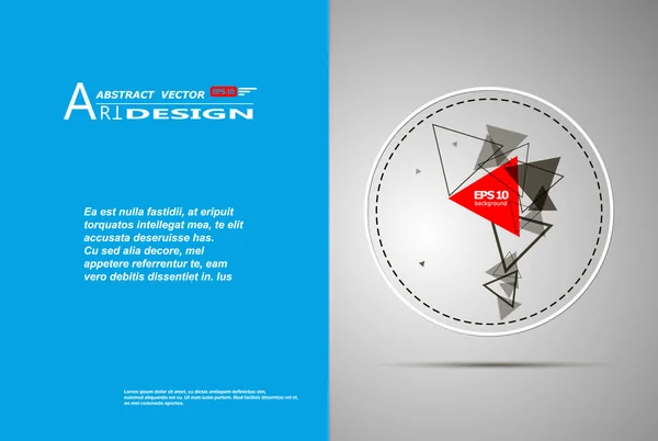 Abstract composition, text frame surface, white, blue title sheet, a4 brochure issue, creative figure, red triangle contour icon, logo construction, banner form texture, flyer fiber, EPS10 backdrop — Wektor stockowy