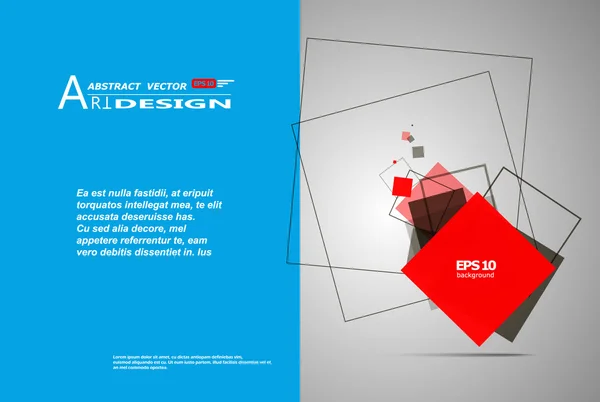 Abstract composition, text frame surface, white, blue title sheet, a4 brochure issue, creative font figure, red square contour icon, logo construction, banner form texture, flyer fiber, EPS10 backdrop — Stockvector