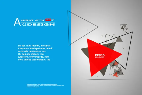 Abstract composition, text frame surface, white, blue title sheet, a4 brochure issue, creative figure, red triangle contour icon, logo construction, banner form texture, flyer fiber, EPS10 backdrop — Stockový vektor