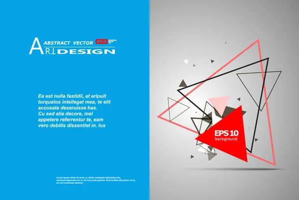 Abstract composition, text frame surface, white, blue title sheet, a4 brochure issue, creative figure, red triangle contour icon, logo construction, banner form texture, flyer fiber, EPS10 backdrop — Stockový vektor